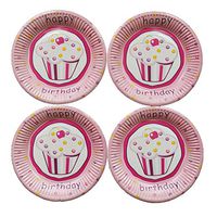 Hohaski 7-Inch Happy Birthday Round Theme Party Cake Plates Dessert Papper Plates - Happy Birthday