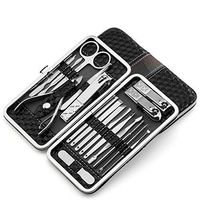 Manicure Pedicure Set Nail Clippers 18 in 1 Stainless Steel Professional Hygiene Kit - Toenail Clippers Includes Cuticle Remover with Portable Travel Case Beauty Care Tools (Black)
