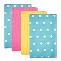 DII Microfiber Multi-Purpose Cleaning Towels Perfect for Kitchens, Dishes, Car, Dusting, Drying Rags, 16 x 19, Set of 4 - Blueberry Dots