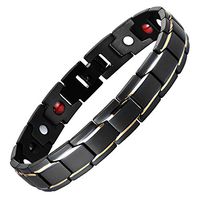 Vyaaa black with18k plated Men Bracelet Magnetic Bracelet Pain Relief for Arthritis Link Remove Tool 8.5 inch Gold Black