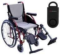 Karman S-Ergo 115 Ultra Lightweight Ergonomic Wheelchair | Seat Size 20" X 17" | Upgraded to Elevating Legrests | Fixed Wheels in Red & Free 130 dB Black Safety Alarm!
