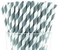 Pack of 300 Gray Swirls Biodegradable 4-Ply Paper Drinking Straws (Compostable, Non-toxic, BPA-free)