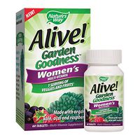 Nature's Way Alive! Garden Goodness Women's  Multivitamin, Veggie & Fruit Blend (1400mg per serving), Made with Organic Kale, 60 Tablets