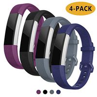 Welltin Bands Compatible with Fitbit Alta/Alta HR for Women and Men(4 Pack), Classic Soft Silicone Sport Strap Replacement Wristband for Fitbit Alta/Alta HR/Fitbit,Small Large
