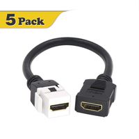 VCE 5 Pack HDMI Keystone Jack Adapter HDMI Female to Female Pigtail Extension Cable Coupler Jack-6 Inch
