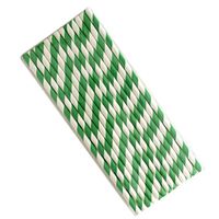 LAAT 25Pcs Paper Straws Stripe Drinking Paper Straws Pack Biodegradable Straws Party Home Decoration for Birthday, Wedding,Halloween, Christmas, Celebration Parties (Green Stripe)