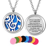 Kissreason Stainless Steel Music Note Fans Aroma Aromatherapy Essential Oil Diffuser Necklace (Design 36)