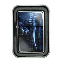 Windproof Refillable Oil Lighter with Tin Gift Box Alien Design-003