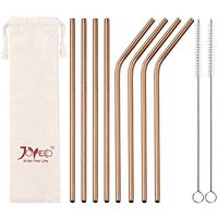 JOYECO Stainless Steel Straws Metal Reusable for 20oz Tumblers Rumblers Drinking Beverage Set of 8, Rose Copper