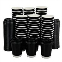 Saedy 12 Oz Disposable Hot Coffee Paper Cups with Lids, 100 Packs