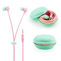 GEARONIC TM Cute 3.5mm in Ear Earphones Earbuds Headset with Macaroon Ear buds Organizer Box Case for Iphone,for Samsung,for Mp3 Ipod Pc Music - Blue