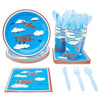 Airplane Dinnerware Set, Party Supplies for 24 Guests (144 Pieces)