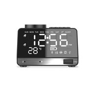 MKYUHP Alarm Clock Radio with Bluetooth Speaker,USB Charger,Dual Alarm,Snooze,AUX TF Card and Thermometer Battery Powered Mini Portable Digital Dimmer Clock Radio for Bedrooms Home and Kitchen