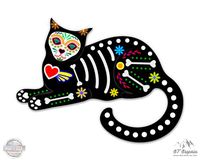 GT Graphics Sugar Skull Cat Sitting - 12" Vinyl Sticker Waterproof Decal