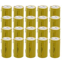20x Exell D Size 1.2V 4000mAh NiCD Rechargeable Batteries with Tabs for meters, radios, hybrid automobiles, high power static applications (Telecoms, UPS and Smart grid), radio controlled devices