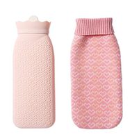 Warm Water Bag,Classic Rubber Hot Water Bottle with Knit Cover#E