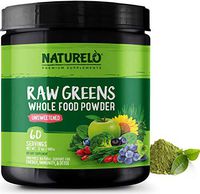 NATURELO Raw Greens Superfood Powder - Unsweetened - Boost Energy, Detox, Enhance Health - Organic Spirulina - Wheat Grass - Whole Food Vitamins from Fruit, Vegetable Extracts - 60 Servings