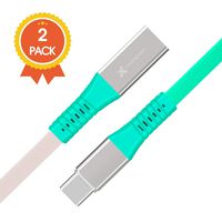 USB Type C Cable, 2-Pack USB A 2.0 to USB-C Fast Charger Cloth Braided USB C Cable (3 Ft) Compatible with Samsung Galaxy Note 9 S9 Note 8 S8 S8+, LG V30 V20 G6 G5, Google Pixel 2/2 XL, Mint Green