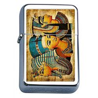 Silver Flip Top Oil Lighter Vintage Poster D-050 Egyptian Goddesses Epic