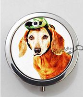 BlackKey Animal Dog Dachshund Puppy Wiener Dog 3-Compartment Decorative Pocket Gift Box Case Organizer for Pill, Color 1 -259