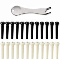 Non-square 24 PCS Plastic Acoustic Guitar Bridge Pins Pegs with Bridge Pin Puller Remover, Ivory & Black. (Ivory & Black) (Ivory & Black)