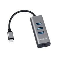 TWOPAN USB C Hub T3-L, Aluminum USB-C to USB 3.0/Gigabit Ethernet Adapter, 3-Port USB 3.0 Hub, RJ45 1000M LAN Port Adapter, Compatible with New MacBook Air/Pro, Chromebook, Pixelbook, Space Gray