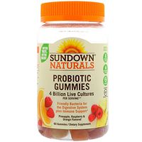 Sundown Naturals Probiotic Gummies Pineapple, Raspberry & Orange Flavored - 60 ct, Pack of 2