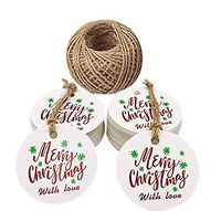super1798 100Pcs Christmas Round Paper Tags DIY Craft Gift Label Hanging Pendant Decor Tags White