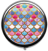 Eareeco - Pink Background Design Round Pill Case/Pill Box/Pill Case/Case- Three-Compartment Pill Box/Pill Case