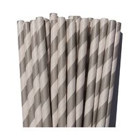 Morning Mist Grey Striped Paper Straws- For Weddings Birthday Parties Baby Showers Bridal DIY Vintage Themes (50 Count)