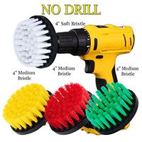 HIFROM 4PCS 4" Drill Brush Medium Soft Bristle Scrub Attachments Cleaning Kit for Bathroom Bathtub Shower Tile Cleaning with Quick Change Shaft