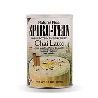 NaturesPlus SPIRU-TEIN Shake - Chai Latte Flavor - 1.1 lbs, Spirulina Protein Powder - Plant Based Meal Replacement, Vitamins & Minerals for Energy - Vegetarian, Gluten-Free - 14 Servings