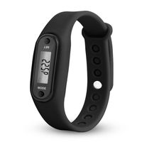 FAPIZI Fashion Digital LCD Pedometer Run Step Walking Distance Calorie Counter Watch Bracelet (Black)