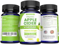 Organic Apple Cider Vinegar Capsules 1600MG with The Mother, Organic Lemon Powder, Inulin, Cayenne Pepper - 1 Month Detox & Cleanse ACV Pills - Appetite Suppressant Bloating Relief Metabolism Booster