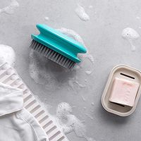 Gotian Flexible Clothes Washing Brush Hand-held Laundry Cleaning Brush Household - ABS+PBT,1 pc Cleaning Brush (Brush:12.1x6.8x5.9cm / Bristle:2cm/0.79inch) (White)