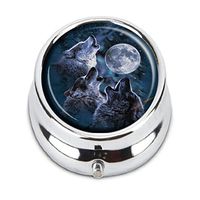 Guojew Wolf Large Custom Fashion Round Pill Box Tablet Holder Pocket Purse Organizer Case Decoration Box