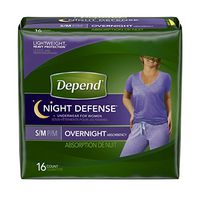 Depend Night Defense Incontinence Overnight Underwear for Women, S/M, 16 Count