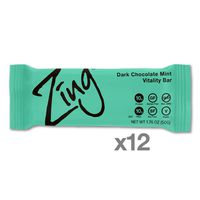 Zing Plant-Based Protein Bar | Dark Chocolate Mint, 12 Count |Refreshing Peppermint | 10g Protein and 10g Fiber | Vegan, Gluten-Free, Non-GMO | Created by Professional Nutritionists