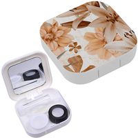 Portable Contact Lens Case Box Travel Kit Mirror + Bottle + Tweezers Container Holder [ Floral Designflower ]