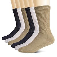 +MD Non-Binding Diabetic Socks for Men Women-6 Pairs Medical Circulatory Crew Socks with Cushion Sole Multicolor 13-15