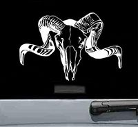 JS Artworks Goat Skull Vinyl Decal Sticker (White)