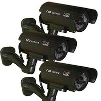 3 Pack - JYtrend (TM) Outdoor Dummy Fake Security Camera with Inflared LEDs Blinking Light, Black