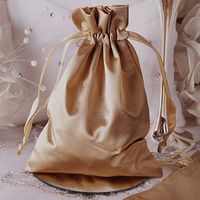 Tableclothsfactory 60PCS Antique Gold Satin Gift Bag Drawstring Pouch Wedding Favors Bridal Shower Jewelry Bags - 5"x7"