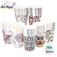 Art Kups 8 oz Paper Cups 8 oz - 200 Paper Coffee Cups | Disposable Paper Tea Cups | Disposable Paper Cups, Cold Water | Rolled Rims, Recyclable | Coffee Paper Cups | Perfect For Home, Office & Party
