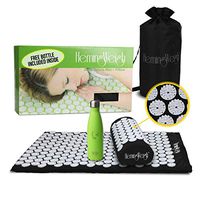 HemingWeigh Complete Acupressure Mat and Pillow Set (Black) for Pain Relief, Stress Relief, Muscle Relaxation and Overall Well-Being | Free Travel Bag & Water Bottle