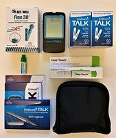 GET•WELL Fine 30g Universal Twist Lancets 100 Ct. - Made in Canada ! 4 Bevel Tip for Quick Healing & Less Pain ! EMBRACE Meter, 100 Test Strips, Lancing Device, Control Solution,Logbook, Carrying Case