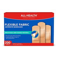 All Health Flexible Fabric Adhesive Bandages, 1 in x 3 in,| Flexible Protection for First Aid and Wound Care, One Size, 200 Count