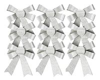 Set of 9 Black Duck Brand Silver Metallic Christmas Bows 3.75" x 5.5" Silver Hologram / 5 Loop (Small, Silver)