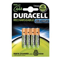Duracell Stay Charged Rechargeable AAA (LR03) Batteries 800 mAh Pack of 4