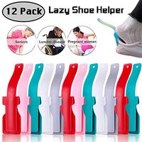 12 Pcs Lazy Shoe Helper, Portable Sock Slider - Handled Shoe Horn - Shoe Lifting Helper Easy on Easy Off Handled Shoe Horn Shoe Lifting Helper for Men Women Kids